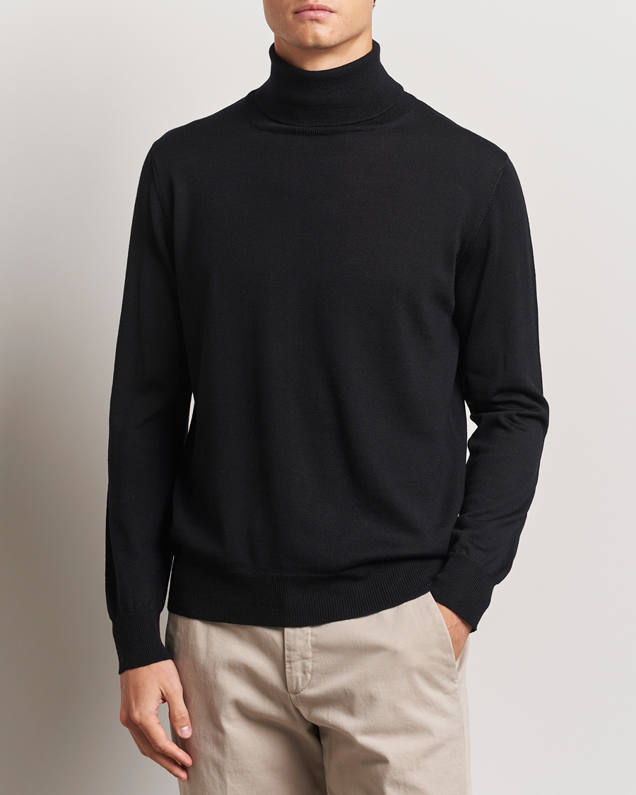 Heren |  | Morgano | Extra Fine Merino Wool Rollneck Black