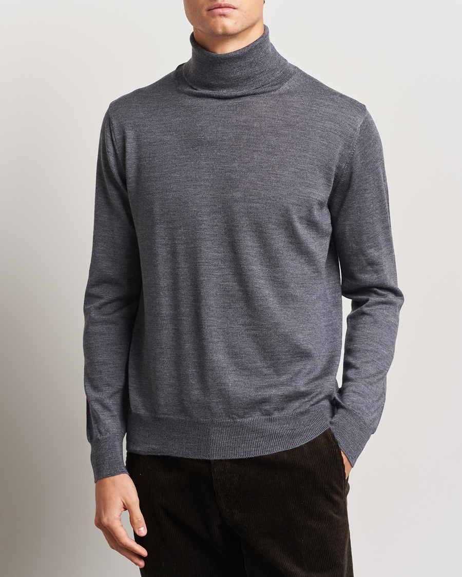 Heren |  | Morgano | Extra Fine Merino Wool Rollneck Mid Grey