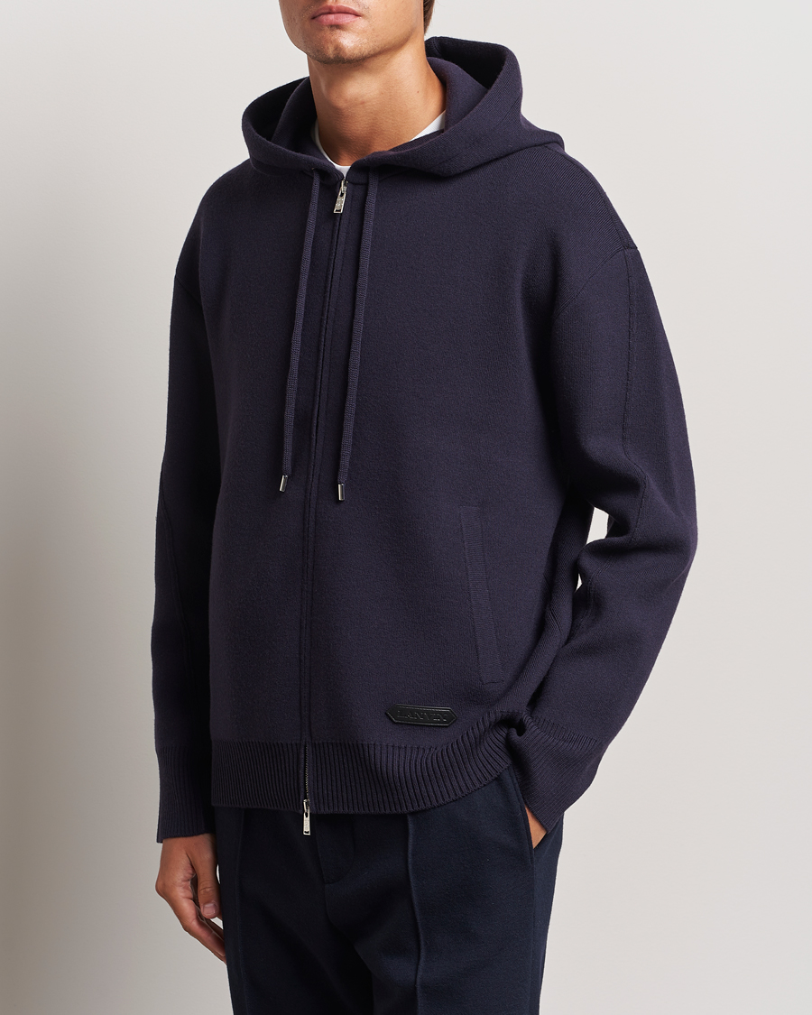 Heren |  | Lanvin | Merino Full Zip Hoodie Japanese Ink