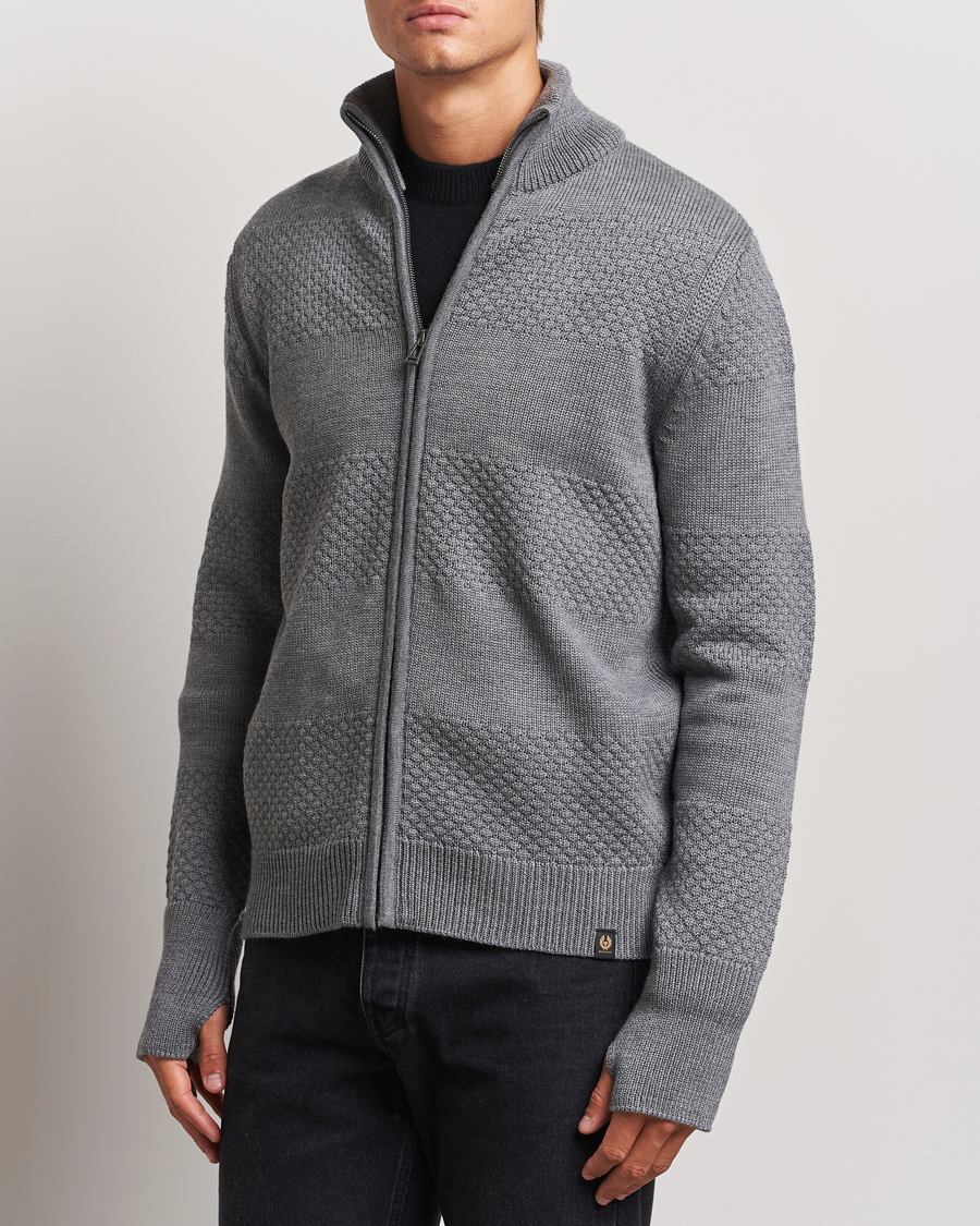 Heren |  | Belstaff | Sternway Knitted Zip Cardigan Grey Heather