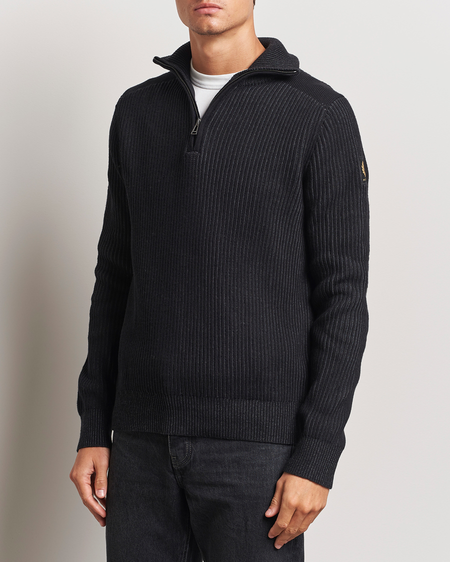 Heren |  | Belstaff | Stanley Cotton/Wool Quarter Zip Black