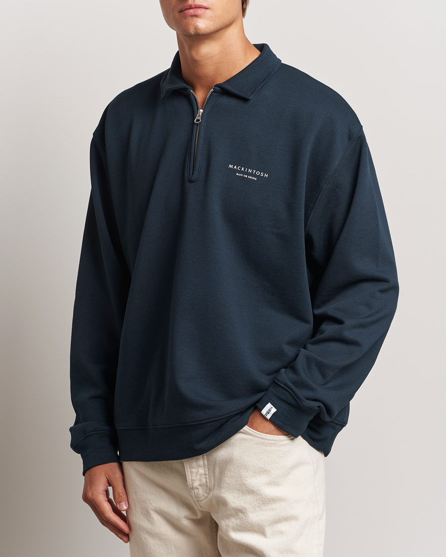 Heren |  | Mackintosh | Rain Shine Zip Sweatshirt Navy