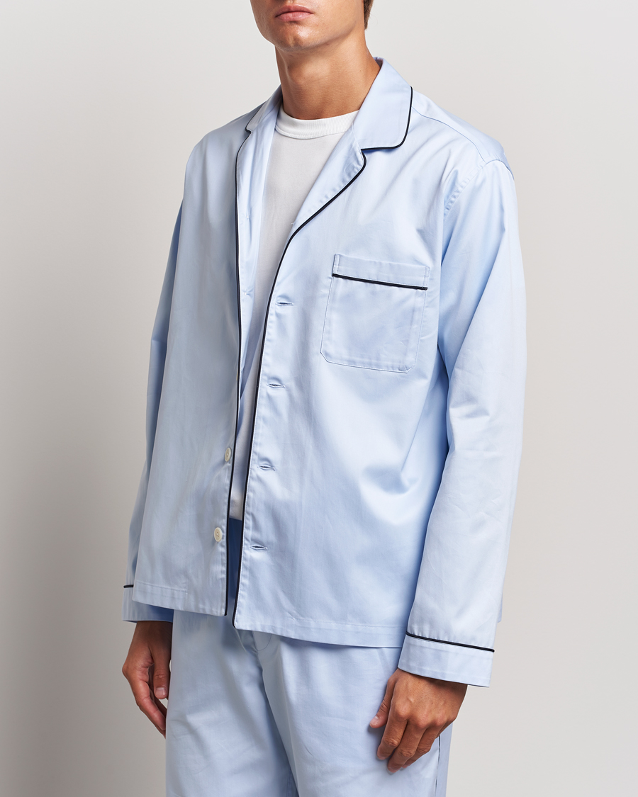 Heren | Pyjama tops | Tekla | Sateen Pyjama Shirt Bellhop Blue