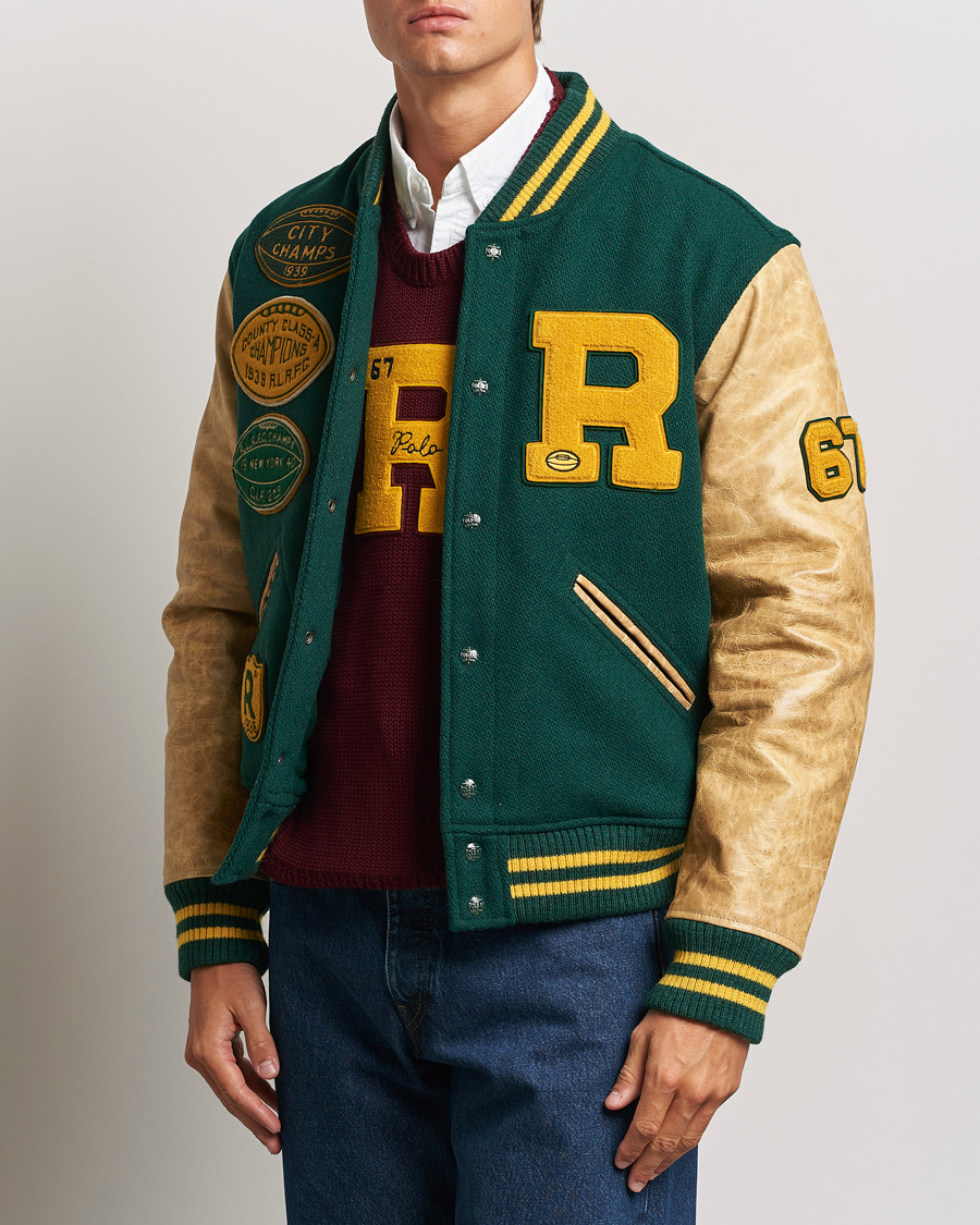 Heren |  | Polo Ralph Lauren | Varsity Leather Bomber Moss Agate