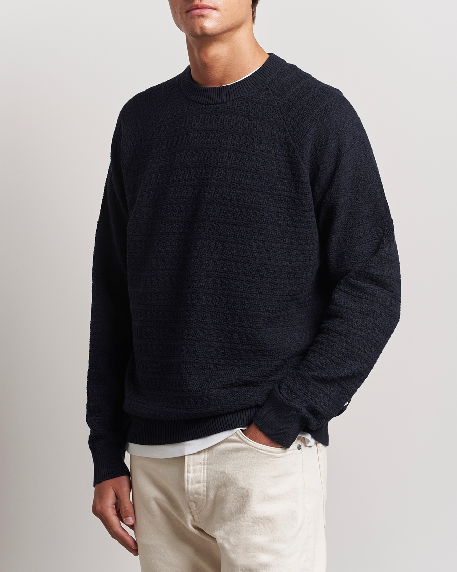 Heren |  | NN07 | Collin Structured Knitted Sweater Navy Blue