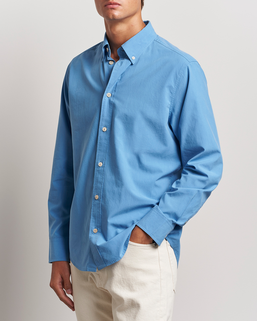 Heren |  | NN07 | Colby Lyocell/Cotton Button Down Shirt Blue Jasper