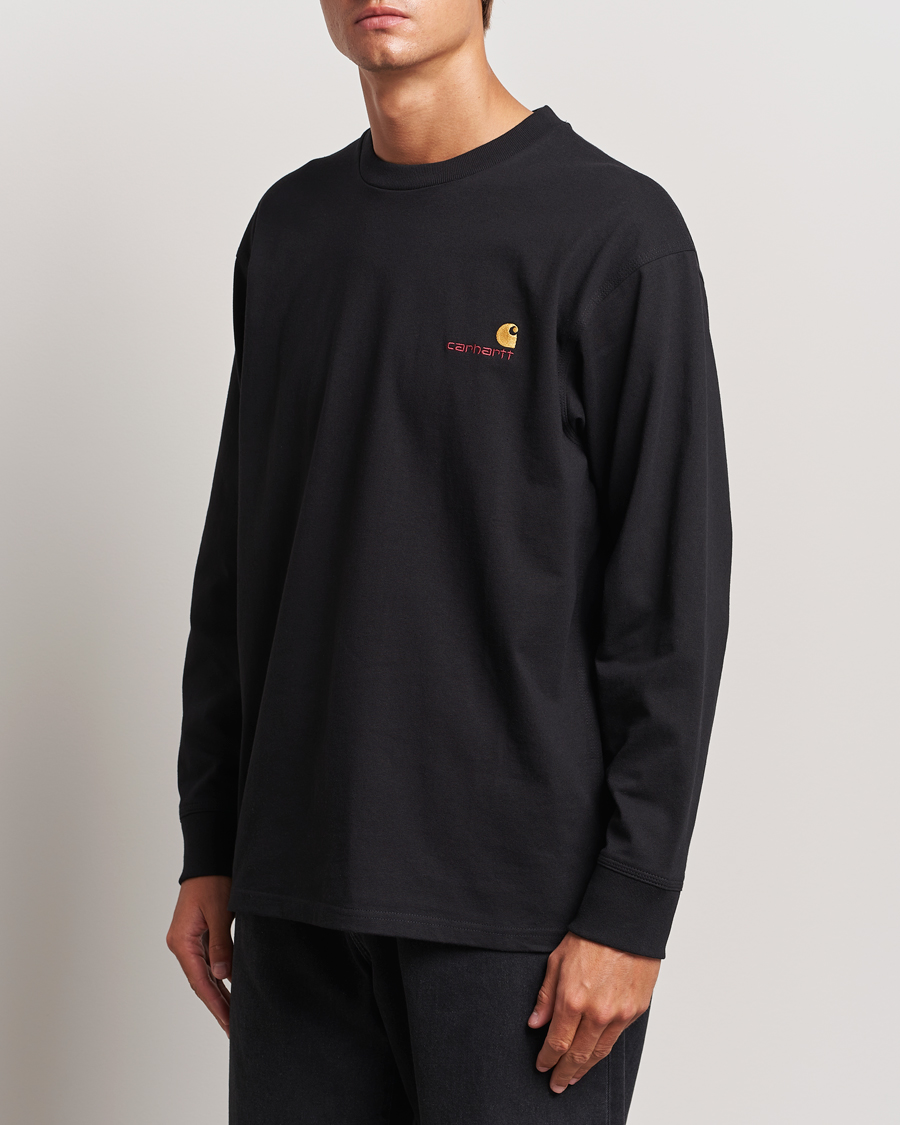 Heren | T-shirts | Carhartt WIP | American Script Long Sleeve T-Shirt Black