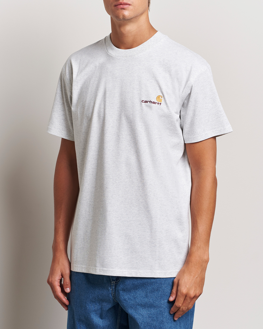 Heren | T-shirts met korte mouwen | Carhartt WIP | American Script Short Sleeve T-Shirt Ash Heather