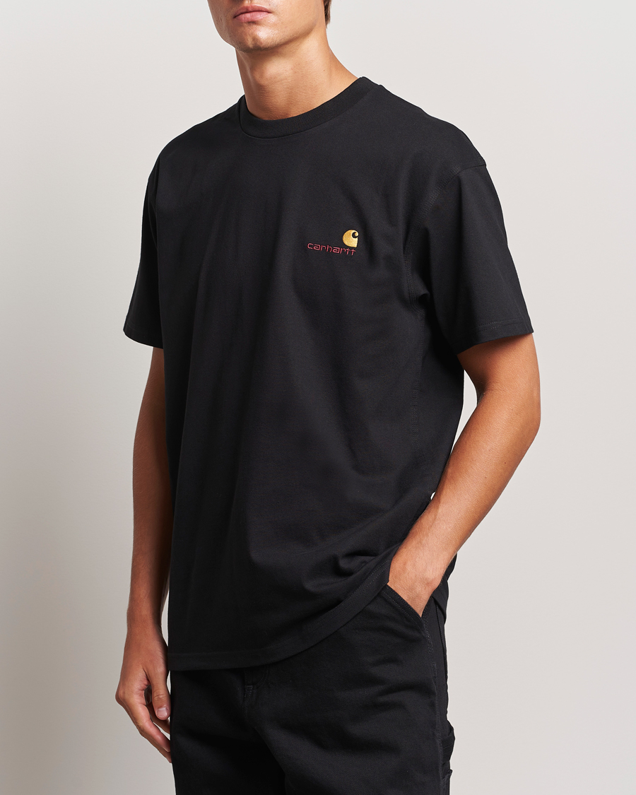 Heren | T-shirts met korte mouwen | Carhartt WIP | American Script Short Sleeve T-Shirt Black