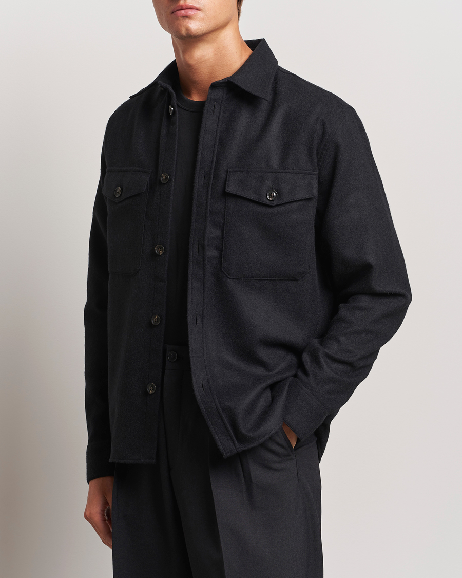 Heren |  | J.Lindeberg | Flat Wool Overshirt Black