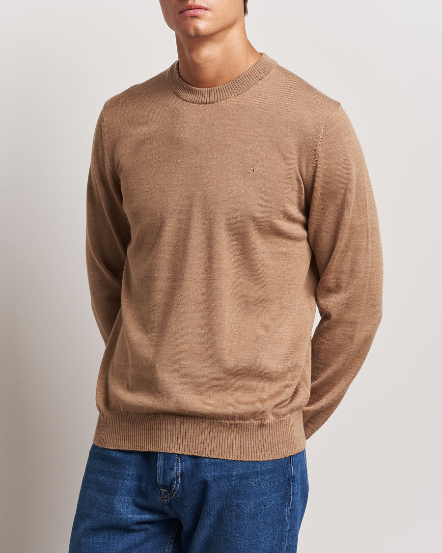 Heren | Business & Beyond | J.Lindeberg | Keane Merino Crew Neck Sweater Tiger Brown