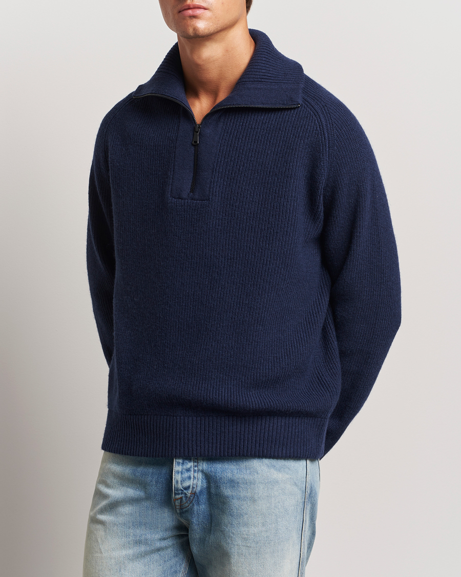 Heren |  | J.Lindeberg | Wilmer Quarter Zip Knit Navy