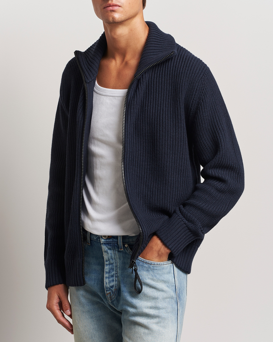 Heren |  | J.Lindeberg | Skyler Wool Blend Zip Cardigan Navy