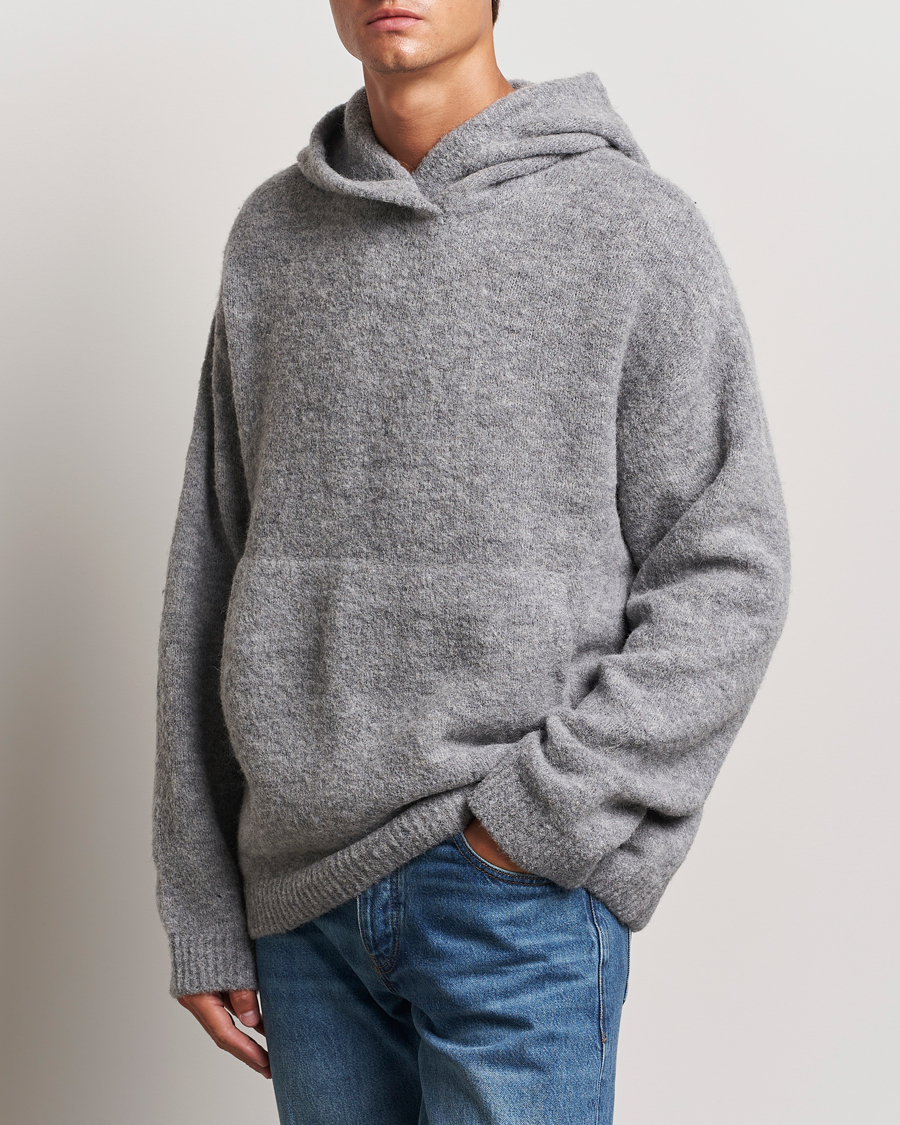 Heren |  | J.Lindeberg | Broon Alpaca Blend Hoodie Mid Grey Melange