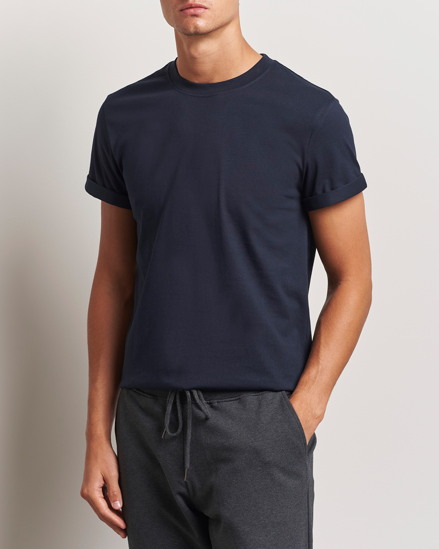 Heren |  | Bread & Boxers | Roll-Up Crew Neck T-Shirt Dark Navy