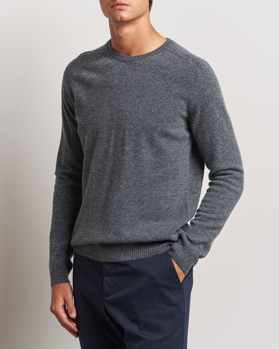 Heren | Gebreide truien | KnowledgeCotton Apparel | Lambswool Roundneck Dark Grey