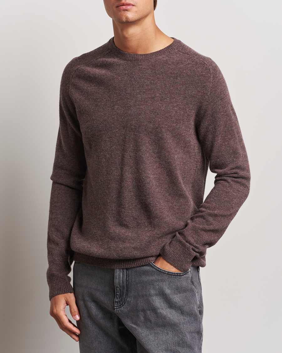 Heren | Truien | KnowledgeCotton Apparel | Lambswool Roundneck Brown