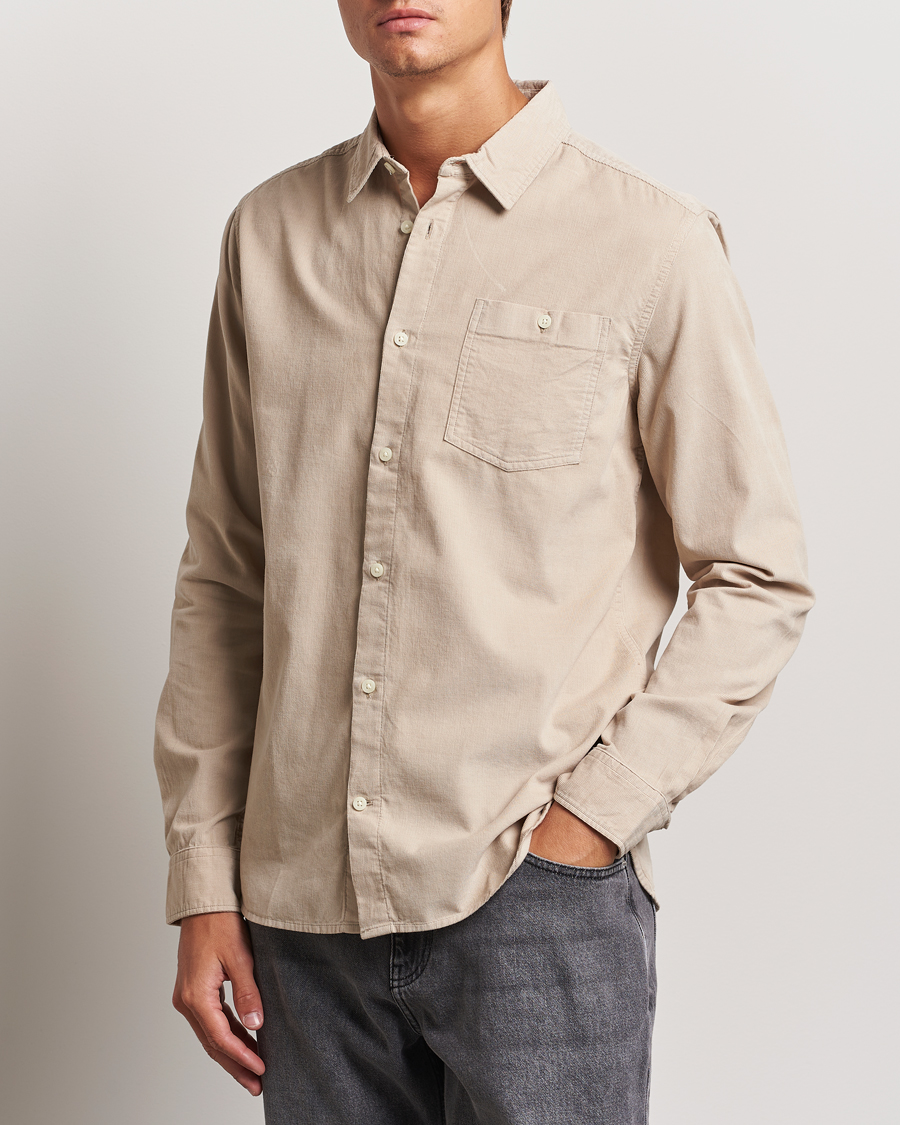 Heren | Casual | KnowledgeCotton Apparel | Regular Fit Corduroy Shirt Beige