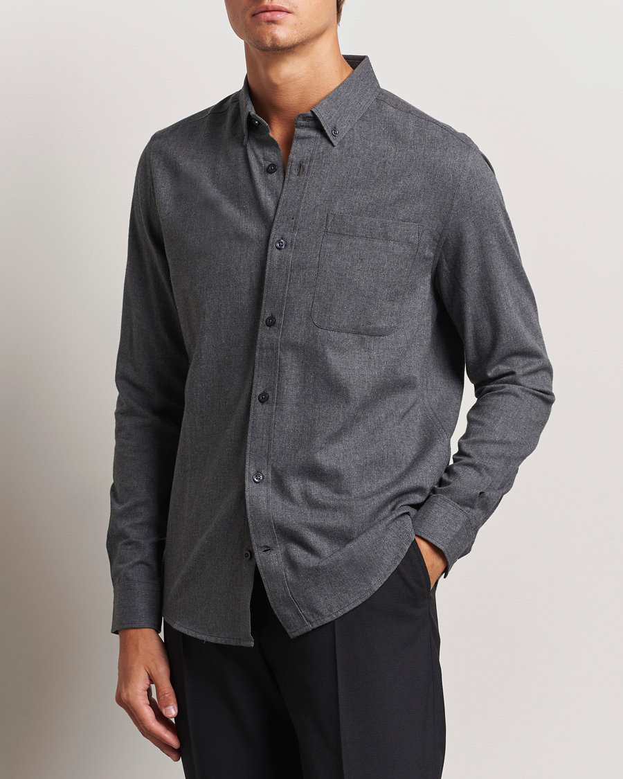 Heren | Flanellen overhemden | KnowledgeCotton Apparel | Regular Fit Melange Flannel Shirt Grey