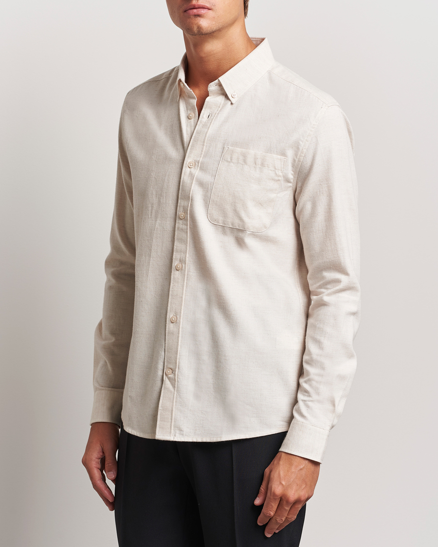 Heren | Flanellen overhemden | KnowledgeCotton Apparel | Regular Fit Melange Flannel Shirt Beige