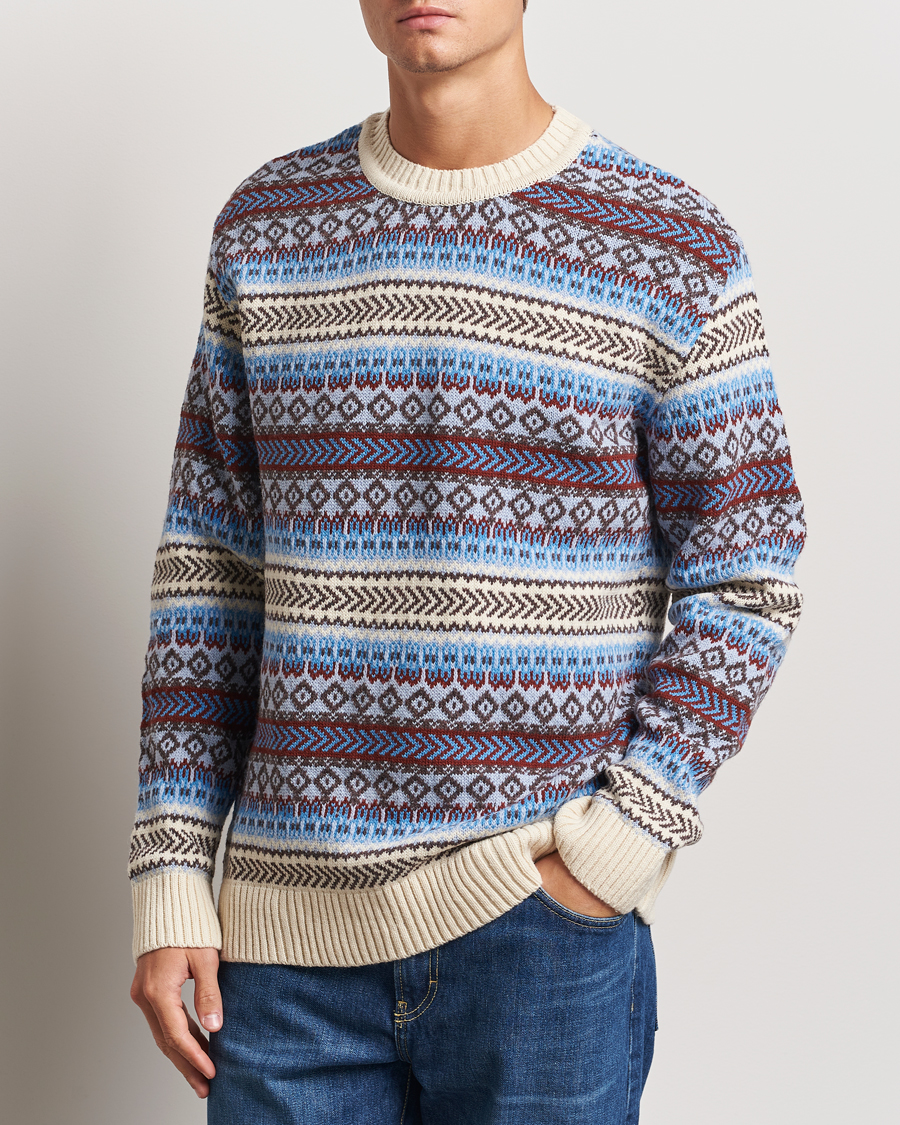 Heren |  | KnowledgeCotton Apparel | Fairisle Knitted Crewneck Off White