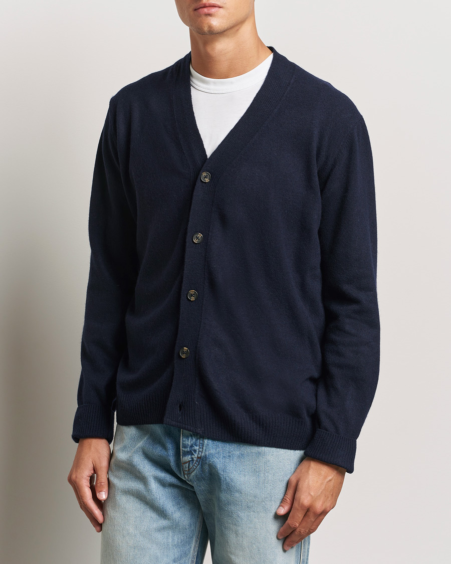 Heren | Cardigans | KnowledgeCotton Apparel | Lambswool Cardigan Navy