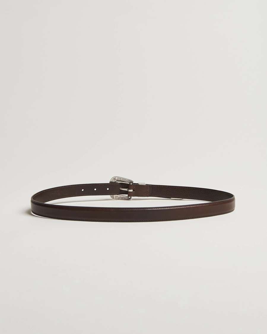 Heren | Accessoires | Anderson\'s | Grained Western Leather Belt 2,5 cm Dark Brown