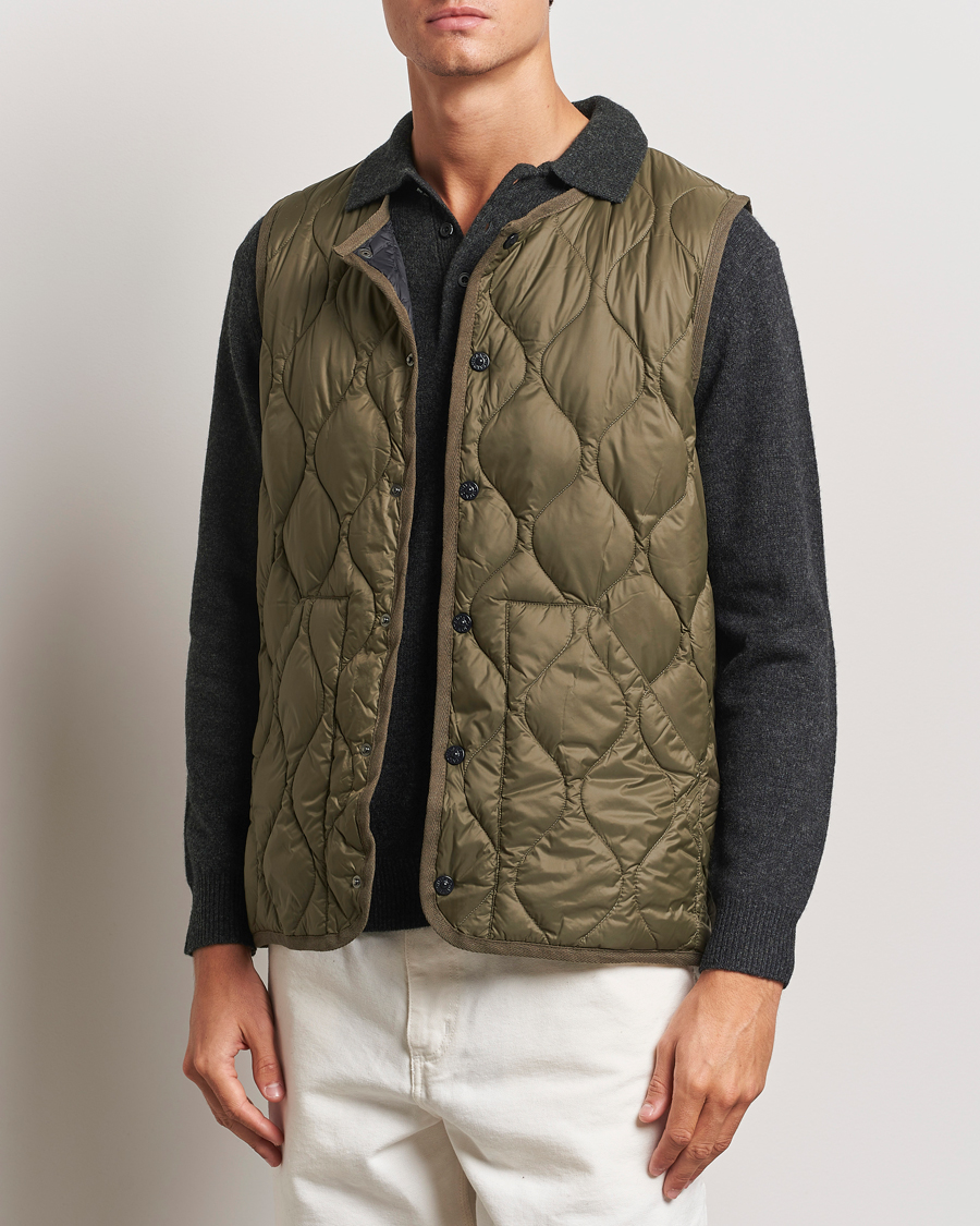 Heren | Gilets | TAION | Military Crew Neck Down Vest Dark Olive