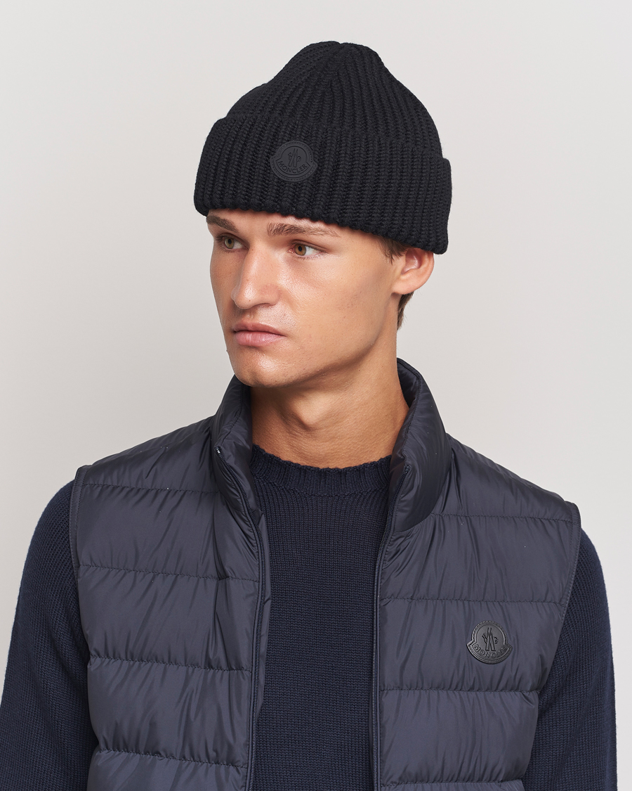 Heren |  | Moncler | Tonal Logo Beanie Black