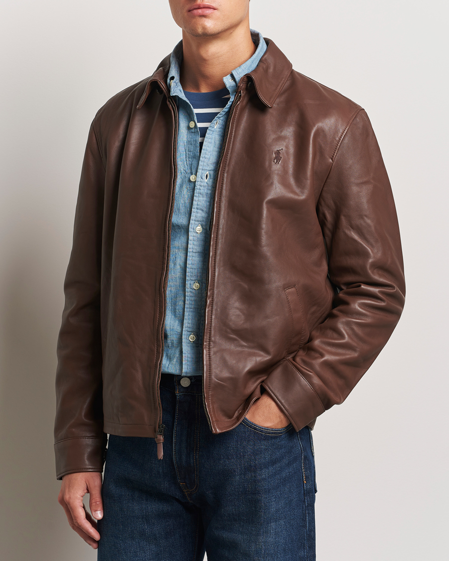 Heren |  | Polo Ralph Lauren | Maxwell Windbreaker Leather Jacket Bison Brown