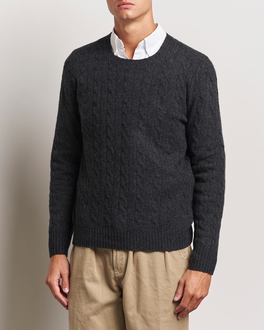 Heren |  | Polo Ralph Lauren | Wool/Cashmere Cable Crew Neck Dark Granite Heather