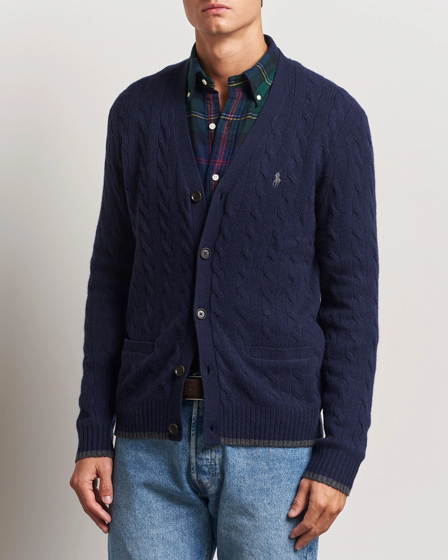 Heren |  | Polo Ralph Lauren | Wool/Cashmere Cable Cardigan Hunter Navy