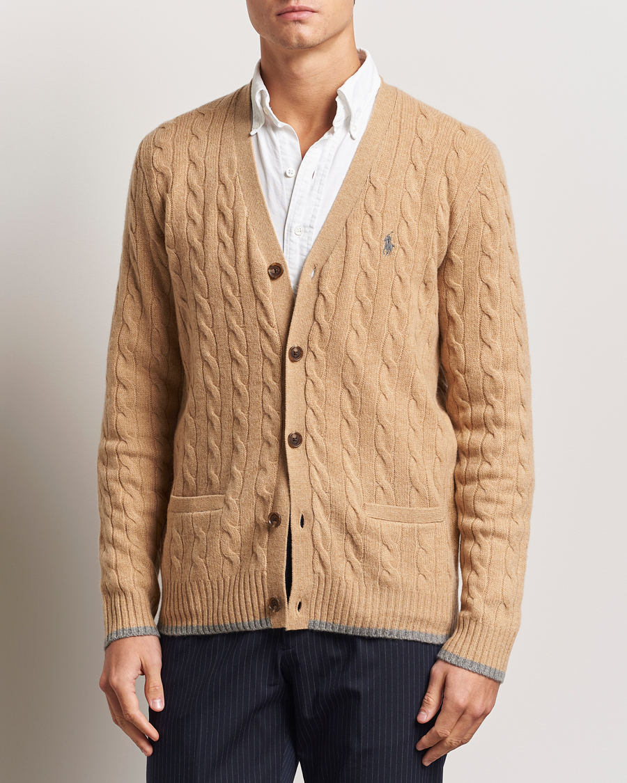 Heren |  | Polo Ralph Lauren | Wool/Cashmere Cable Cardigan Camel Melange