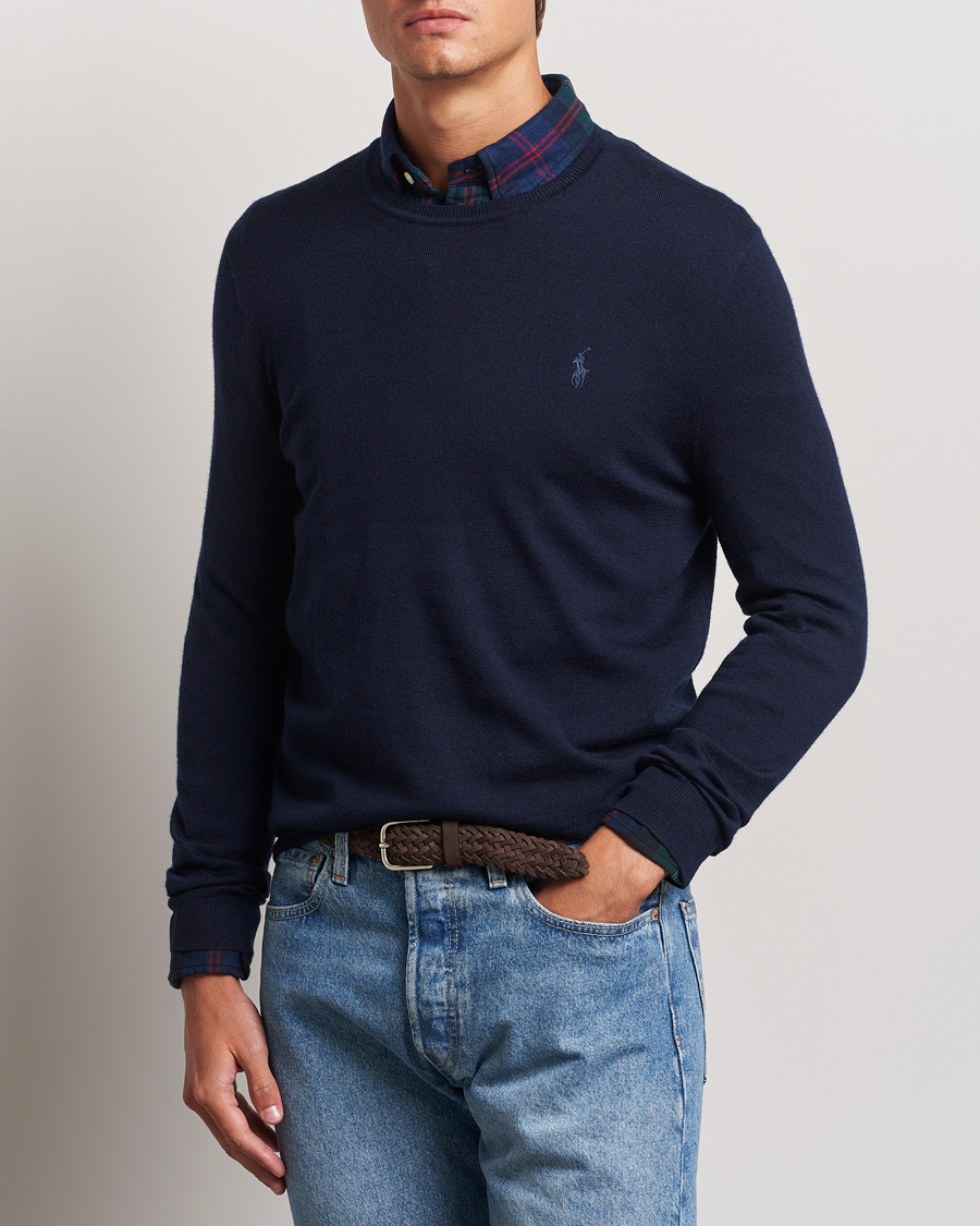 Heren |  | Polo Ralph Lauren | Merino Crew Neck Pullover Hunter Navy