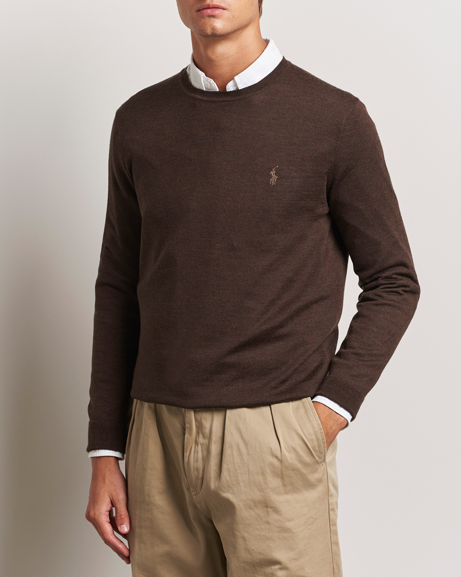 Heren |  | Polo Ralph Lauren | Merino Crew Neck Pullover Cacao Brown Heather