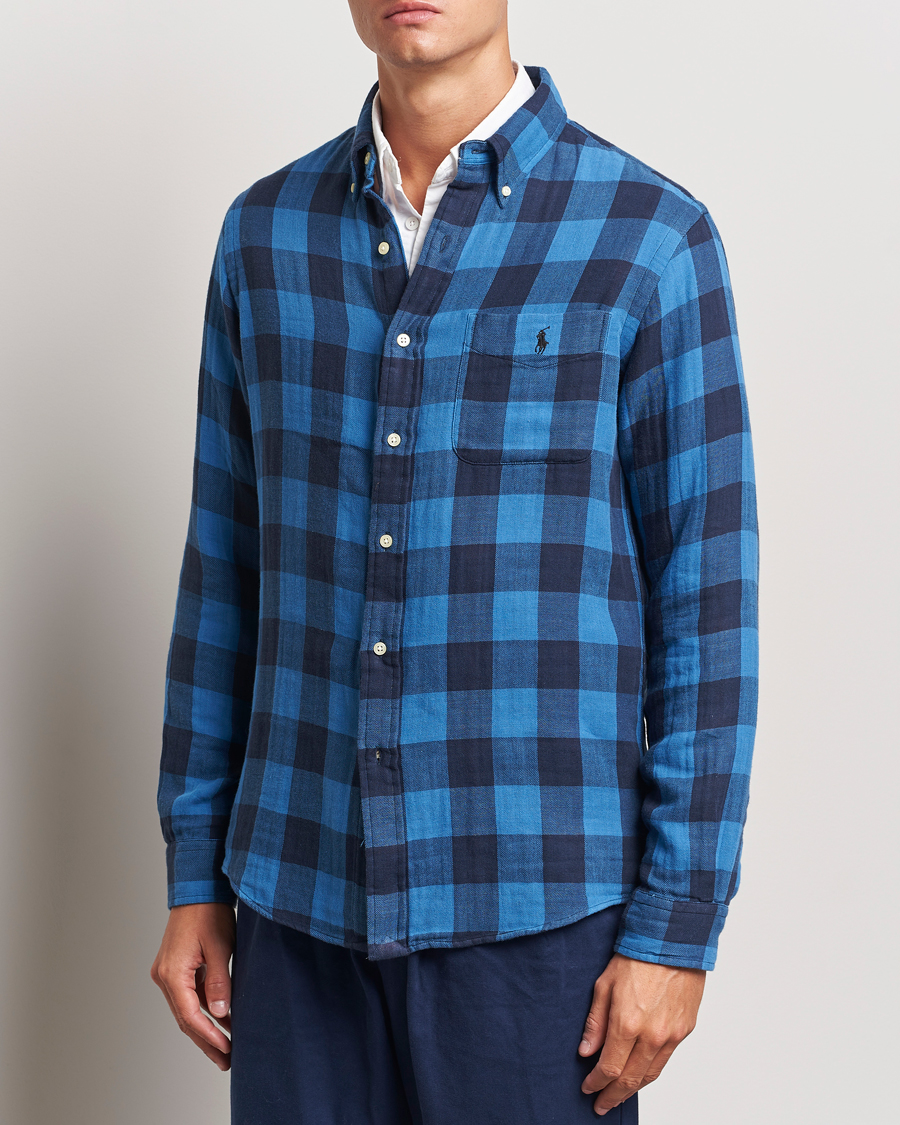 Heren |  | Polo Ralph Lauren | Double Face Custom Fit Check Shirt Royal/Black