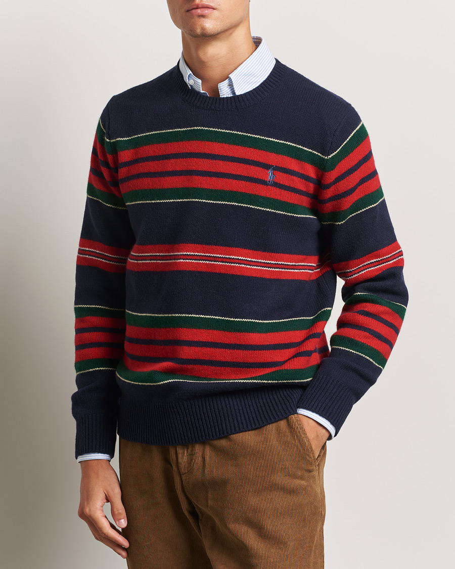 Heren |  | Polo Ralph Lauren | Wool/Cashmere Striped Sweater Hunter Navy Combo