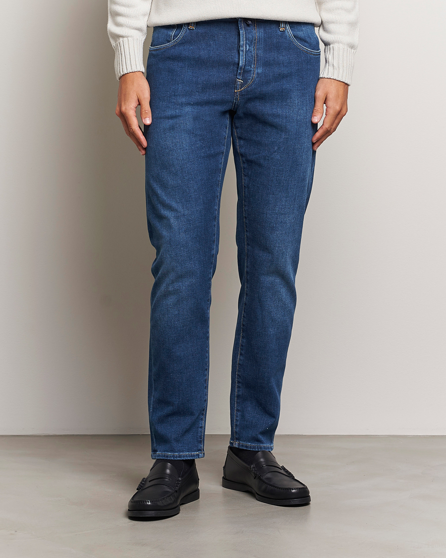 Heren |  | Incotex | 5-Pocket Stretch Denim Medium Blue