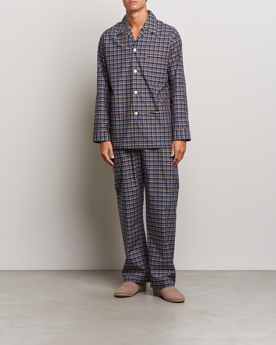 Heren |  | Derek Rose | Cotton Checked Pyjama Set Navy