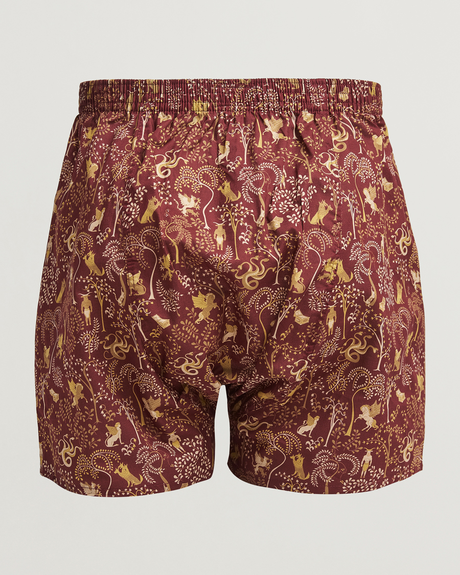 Heren |  | Derek Rose | Classic Fit Woven Cotton Boxer Shorts Burgundy