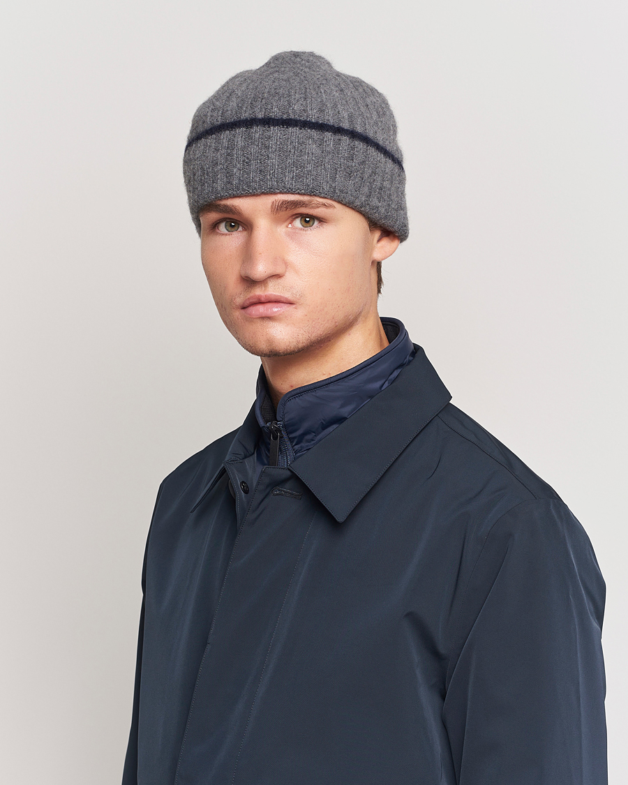 Heren |  | Amanda Christensen | Rib Knitted Cashmere Paspoal Cap Grey Melange