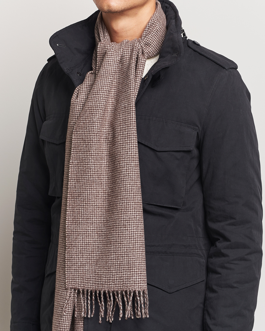 Heren |  | Amanda Christensen | Merino Wool Dogtooth Scarf Beige Melange