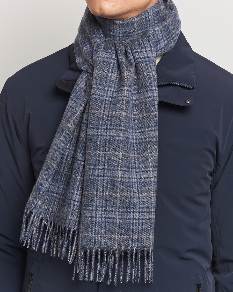 Heren |  | Amanda Christensen | Merino Wool Glencheck Scarf Blue