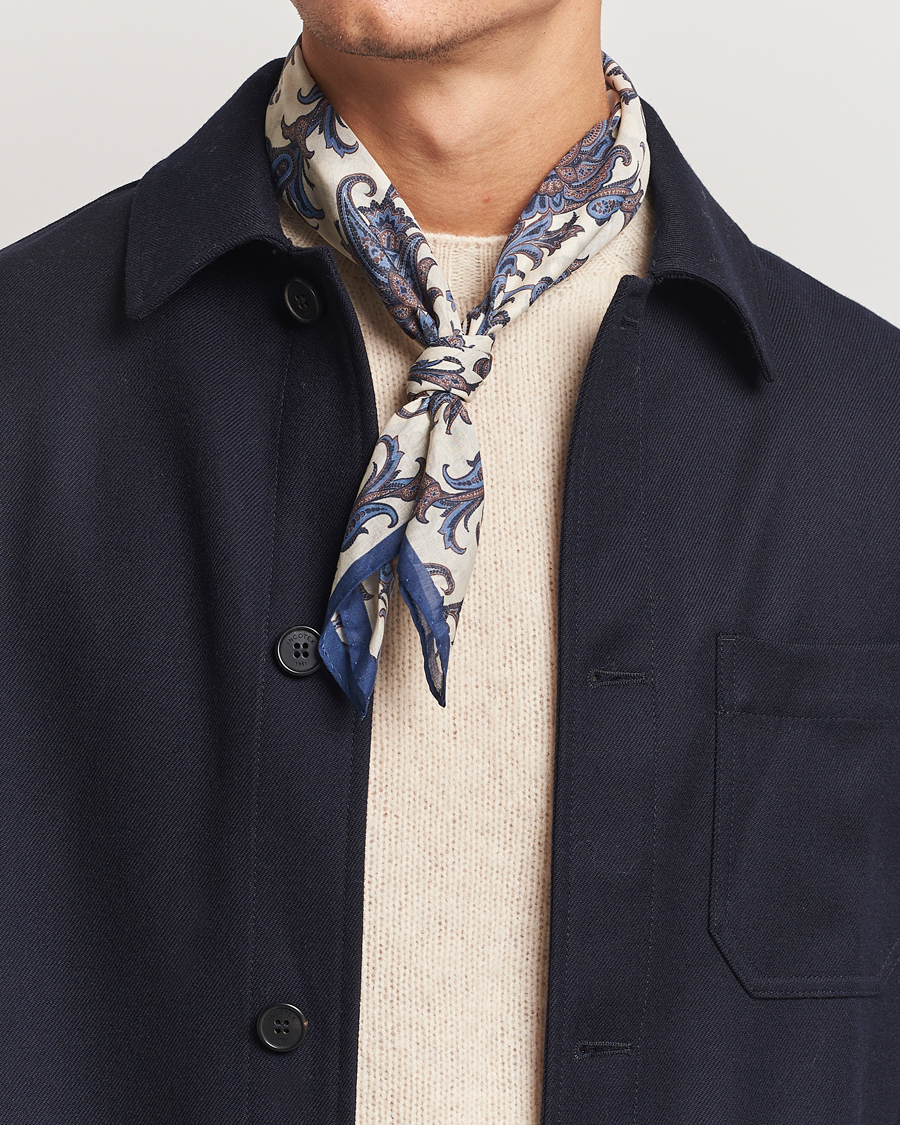 Heren |  | Amanda Christensen | Cotton Voilé Printed Paisley Bandana White