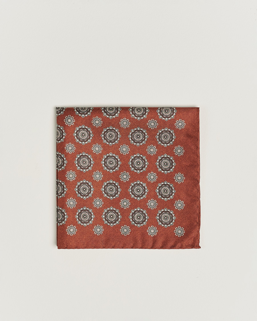 Heren |  | Amanda Christensen | Silk Twill Printed Flower Pocket Square Rost