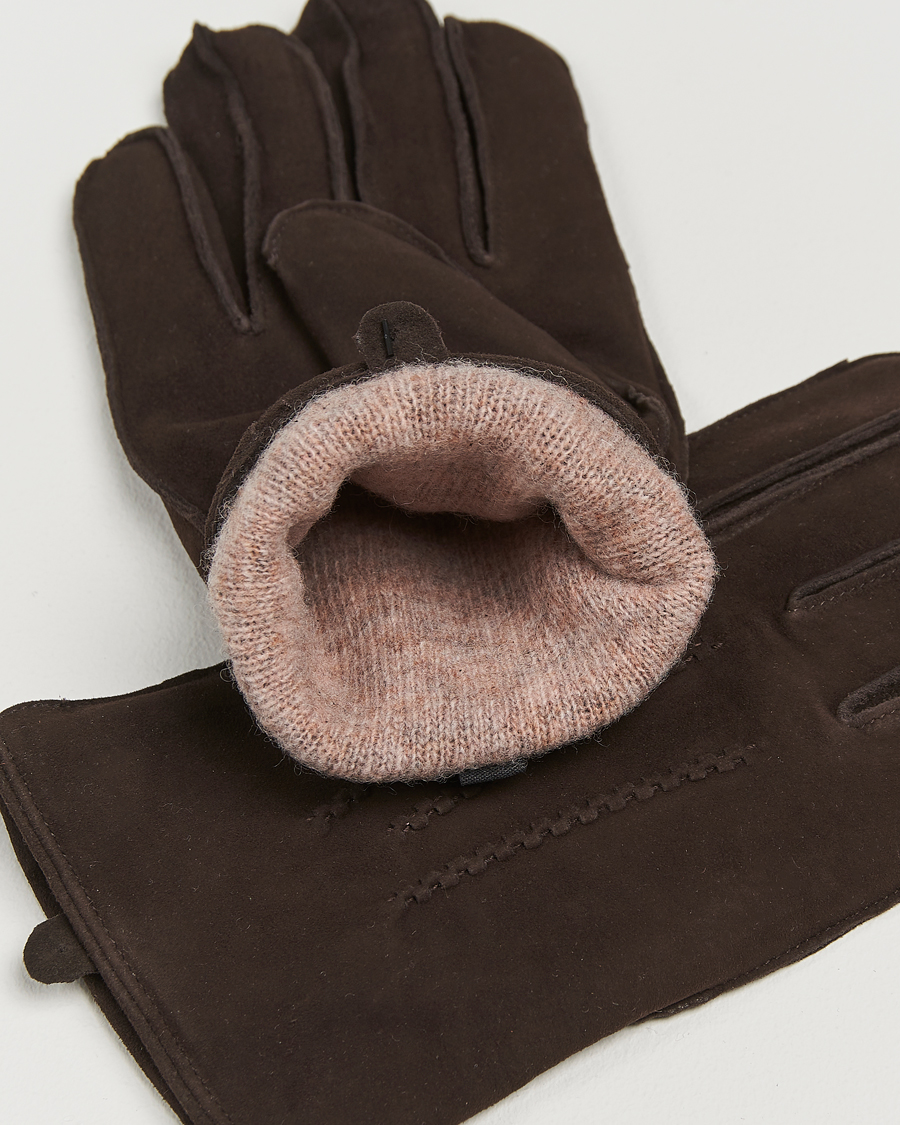 Heren | Handschoenen | Amanda Christensen | Lined Suede Gloves Brown