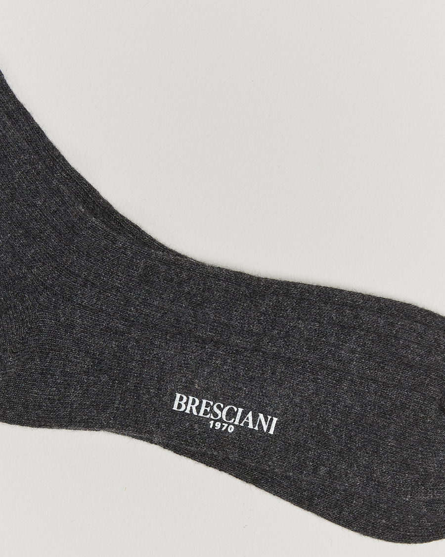 Heren |  | Bresciani | Wool/Cashmere Ribbed Socks Dark Grey