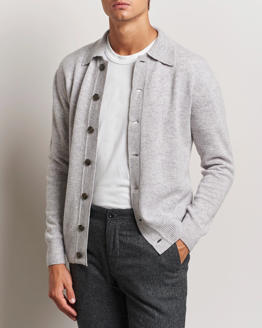 Heren |  | Altea | Shetland Collared Cardigan Light Grey