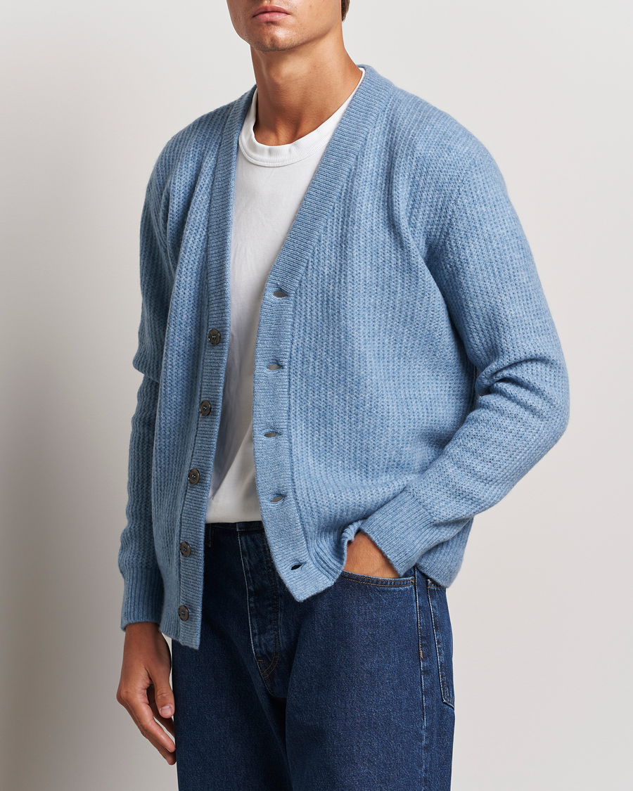 Heren |  | Altea | Soft Rib Stich Cardigan Light Blue