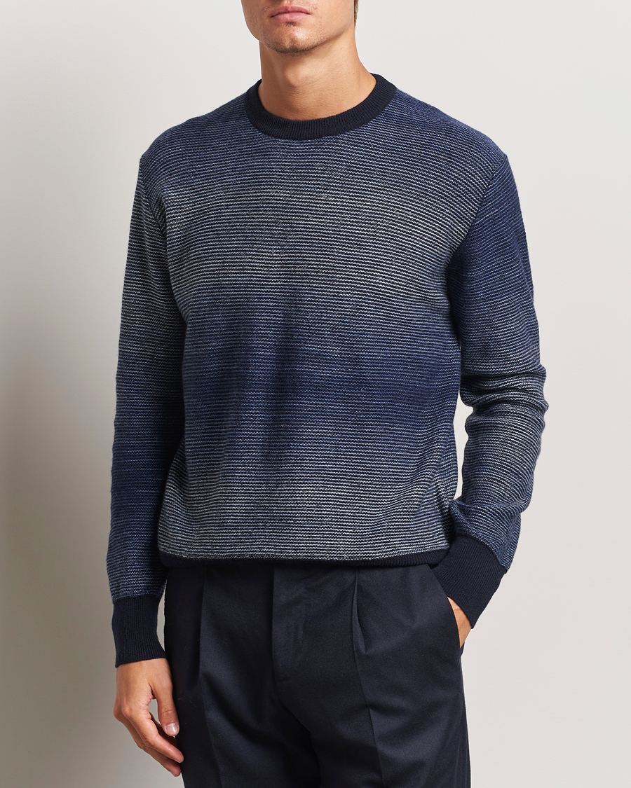 Heren |  | Altea | Jacquard Stripe Sweater Navy